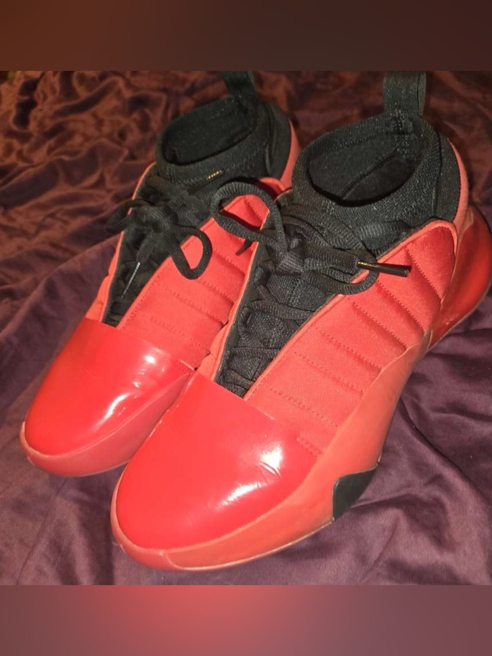 Adidas men’s Harden Vol. 7 Red and Black Slip-On athletic Sneakers